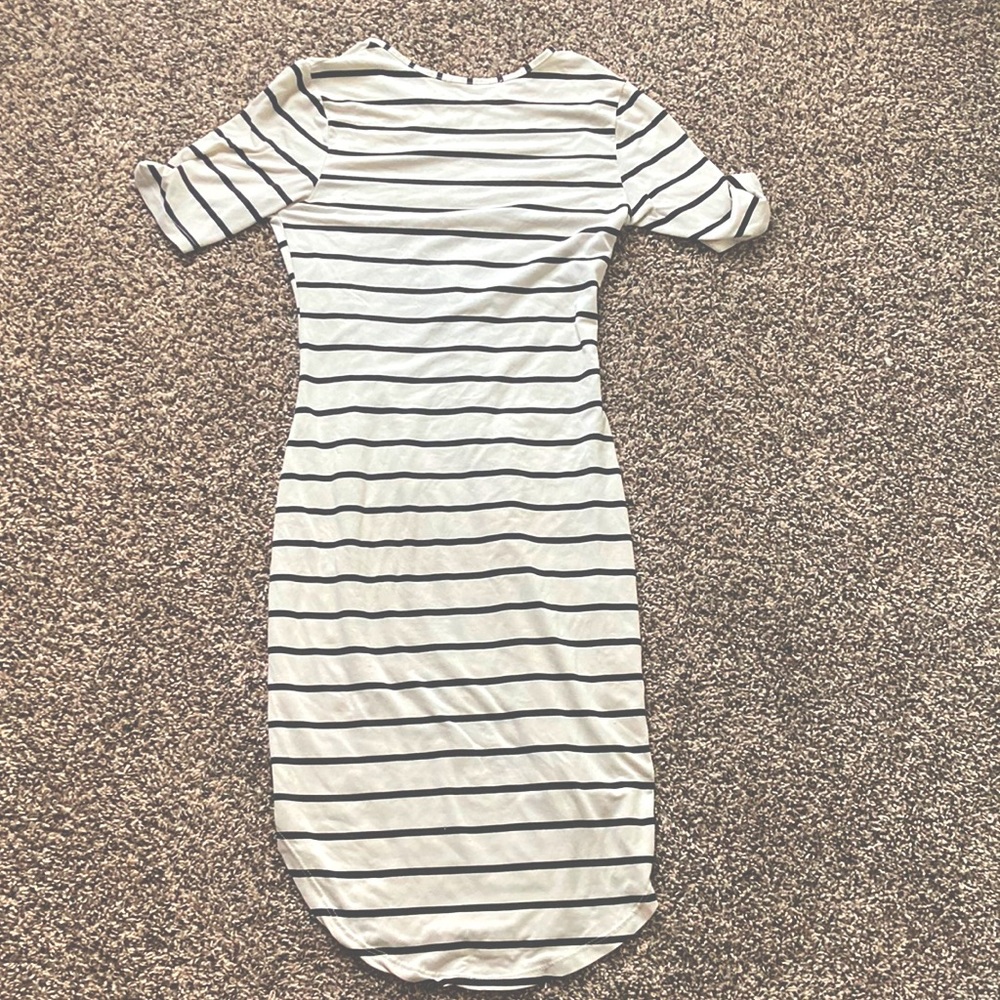 Striped, short-sleeve maxi dress